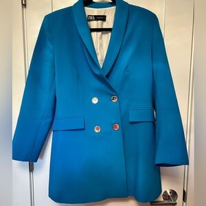 Zara blue double breasted blazer, Size XL